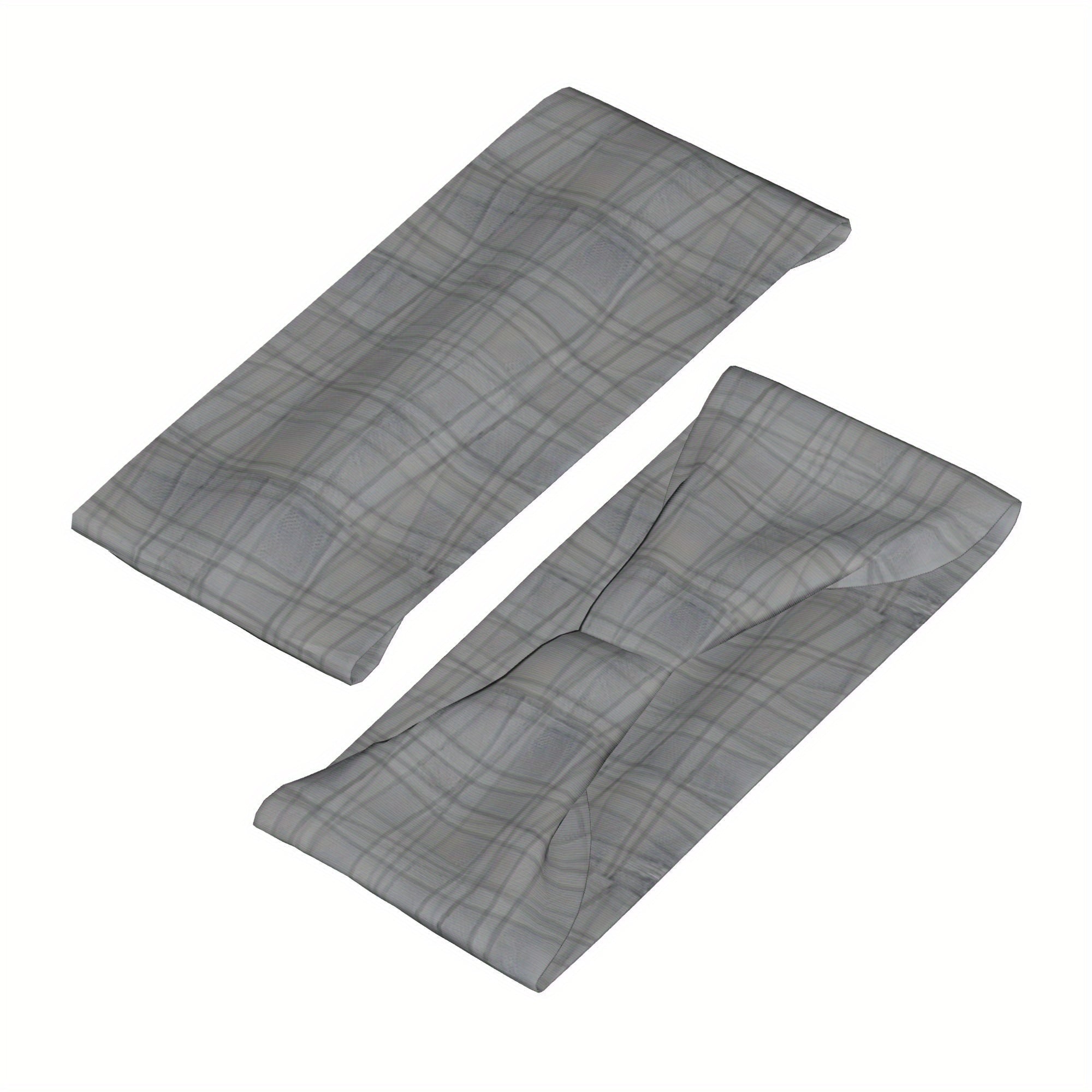 Vintage Plaid Headband Elastic Fit Gray & Checkered Pattern