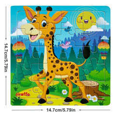 Wooden Puzzle Cartoon Animals Car Letter Number Pattern Jigsaw Puzzles