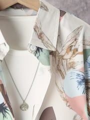 Boys Flower Print Button Down Short Sleeve Shorts