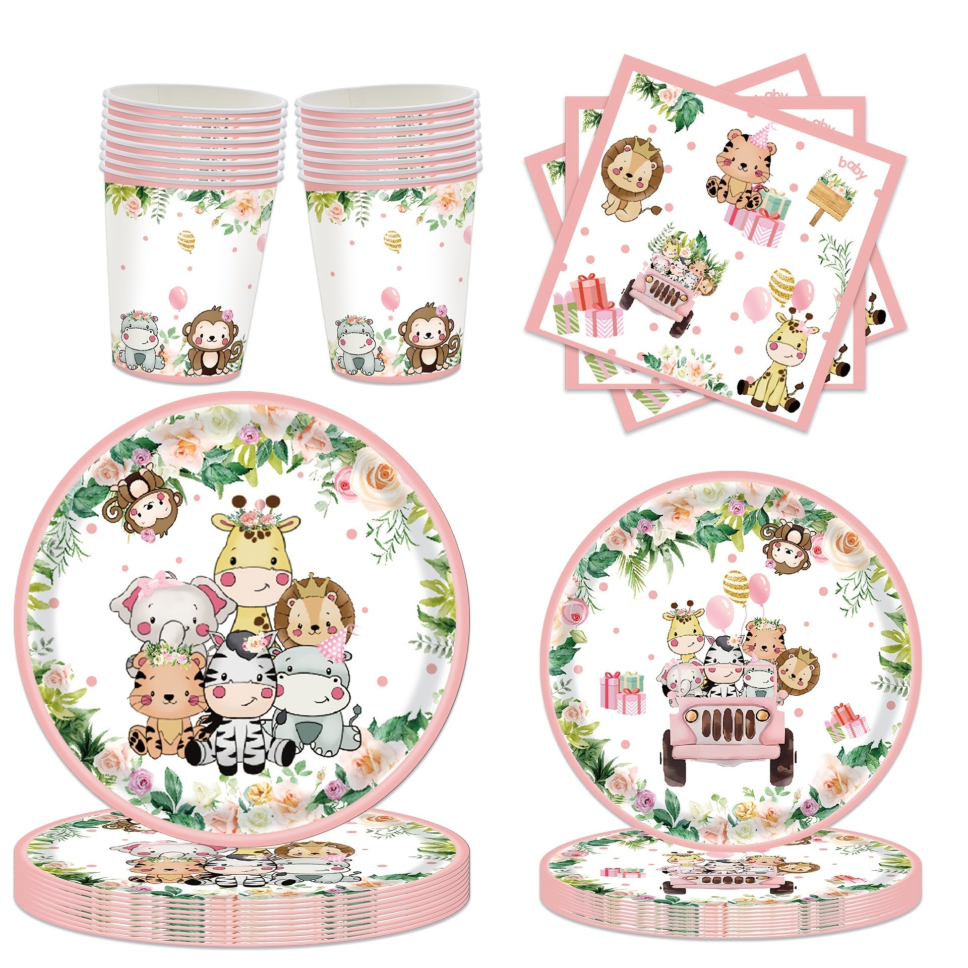 Safari Jungle Theme Plates Set For 10 Guests
