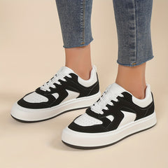 Colorblock Platform Skate Shoes Comfortable Lace Up Sneakers