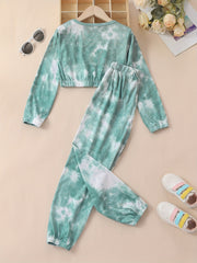 Girl's Tie Dye 2pc Sweatshirt & Sweatpants Set for Spring Fall