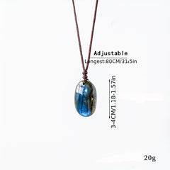 Natural Crystal Raw Stone Pendant Necklace Moonstone Sweater Chain