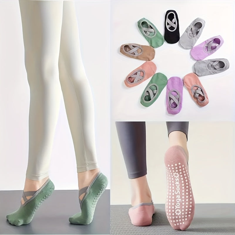 3 Pairs Yoga Socks Cross Strap Non Slip Pilates Barre