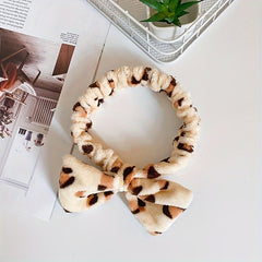 Soft Coral Fleece Bow Hair Band for Women