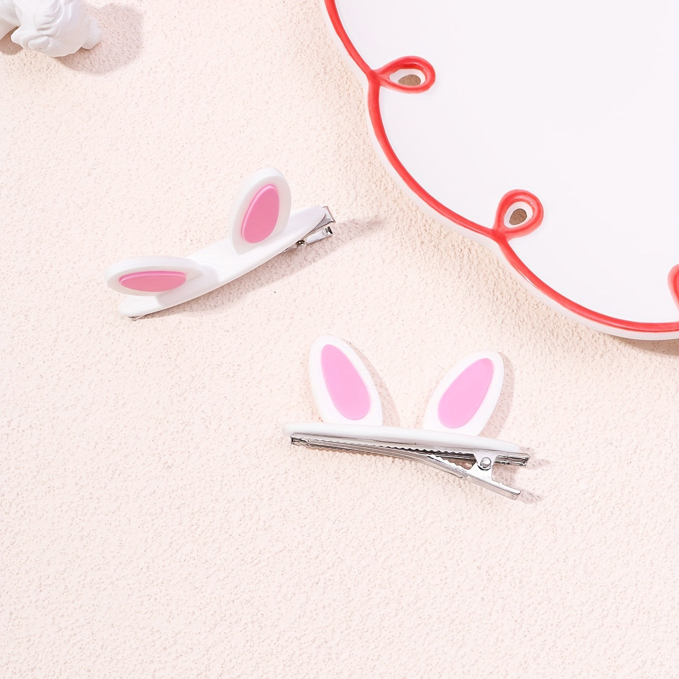 2pcs Rabbit Ears Decor Hair Clip Duck Billed Clip Sweet Hair Clip