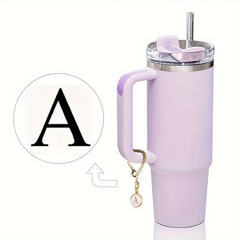 2pcs ID Initial Letter Charm Cup Handle Pendant Decorative Cup Accessories