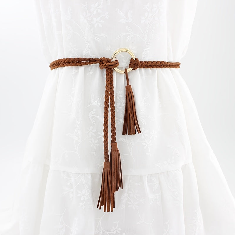 Braided Waist Rope Dress Skirt Decorative Thin Belt Female Knot Belt