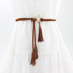 Braided Waist Rope Dress Skirt Decorative Thin Belt Female Knot Belt
