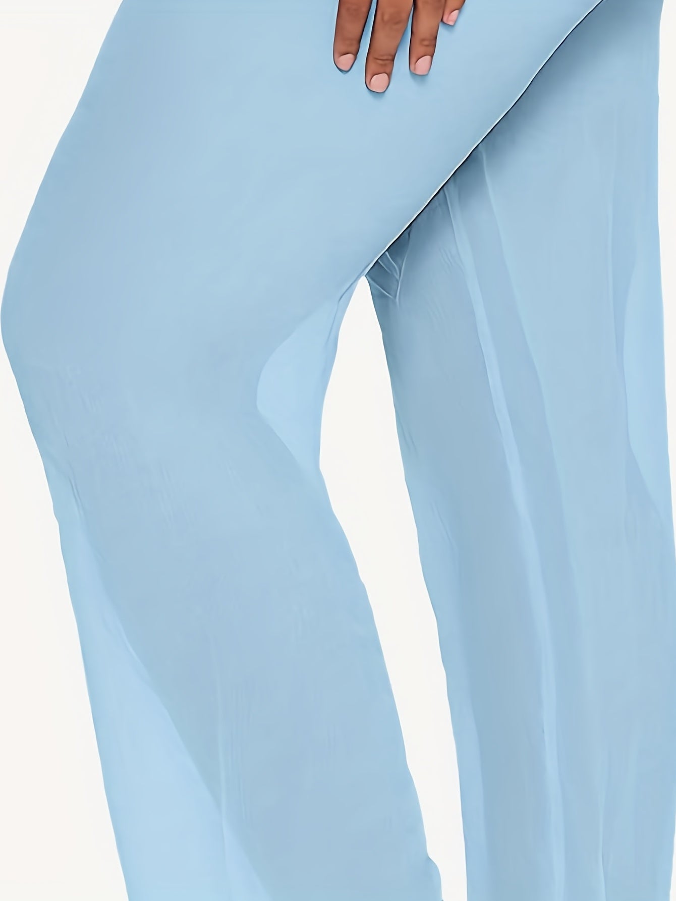  Sexy Pants Women's Plus Solid Drawstring High Rise Semi Sheer Loose