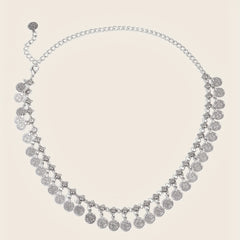 Vintage Boho Silvery Coin Pendant Waist Chain for Women