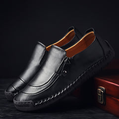 Men's Zipper Loafers Breathable Comfortable Anti-Skid Slip-On Shoes
