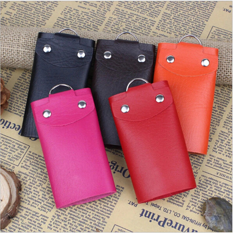 Leather Keychain Holder Bag Case Unisex Wallet Cover