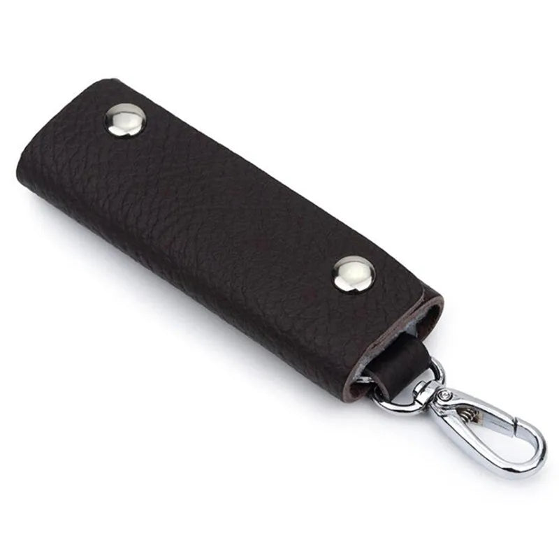 Portable Leather Key Holder Bag Car Keychain Unisex Wallet Cover Solid Storage
