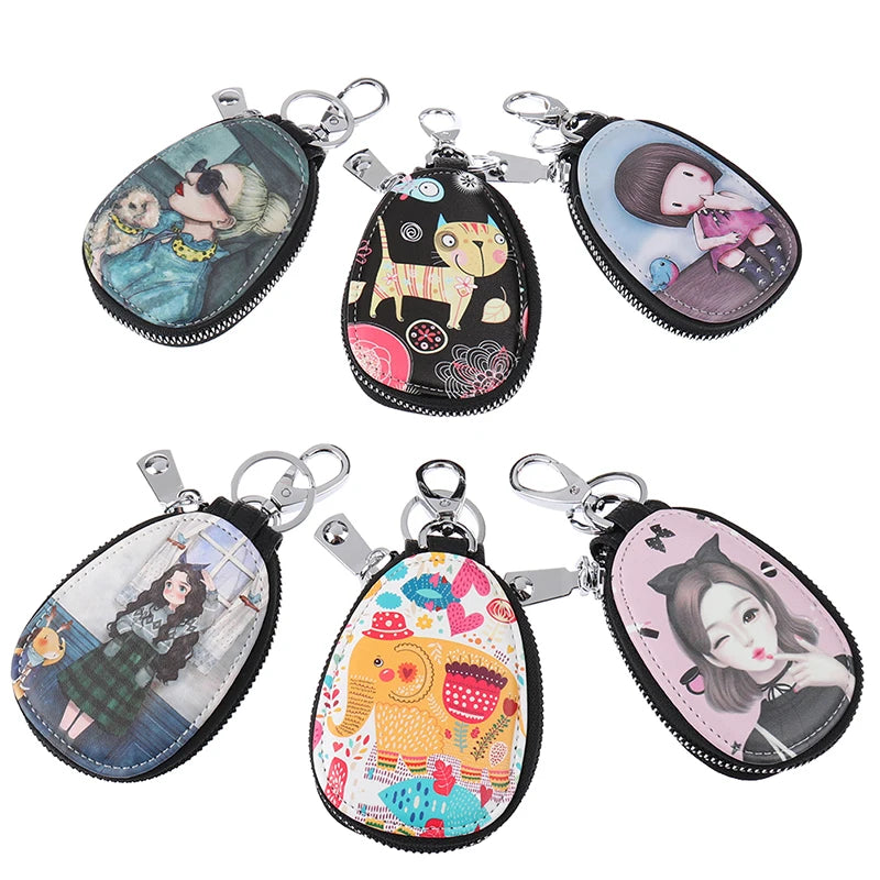 Cartoon Women Key Bag Girl Students Leather Key Wallets