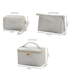 Large Women Cosmetic Bag PU Leather Waterproof Zipper Make Up Bag
