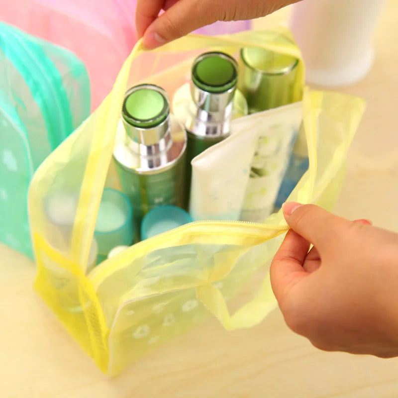 PVC Transparent Cosmetic Bag Clear Makeup Waterproof Zipper Beauty Case