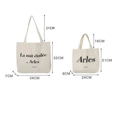 Women Letter Print Tote Bag Canvas Shoulder Bag Casual Small Tote Bag