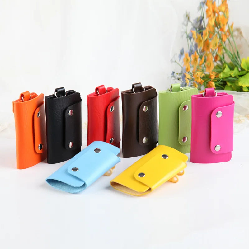 Portable Leather Key Holder Bag Car Keychain Unisex Wallet Cover