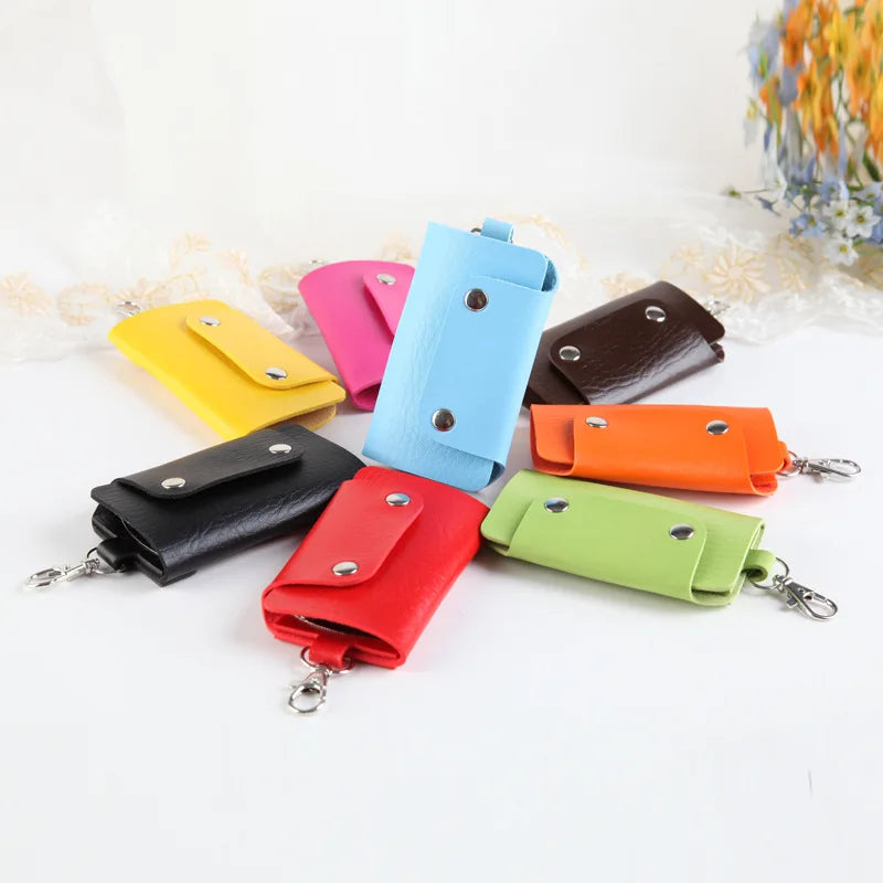 Portable Leather Keychain Holder Car Key Bag Unisex Wallet Cover Storage