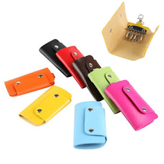 Portable Leather Key Holder Bag Car Keychain Unisex Wallet Cover