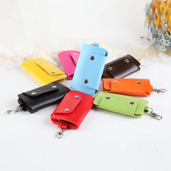Portable Leather Key Holder Bag Car Keychain Unisex Wallet Cover