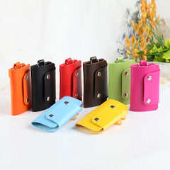 Portable Leather Keychain Holder Car Key Bag Unisex Wallet Cover Storage