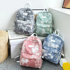 Tie-dye Canvas Women Backpack High Schoolbag Teenage Girls Travel Bag