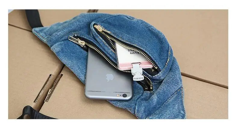 Retro Denim Belt Waist Pack Chest Bag Shoulder Messenger bag