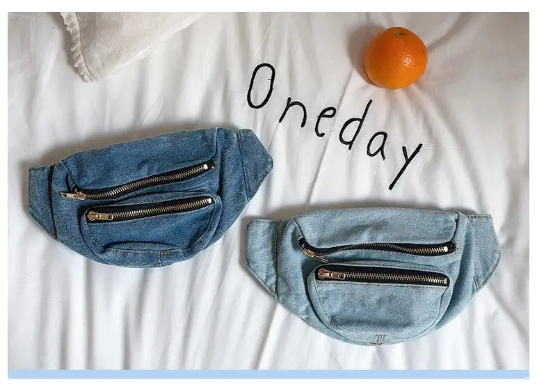 Retro Denim Belt Waist Pack Chest Bag Shoulder Messenger bag
