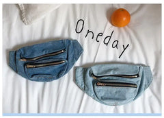 Retro Denim Belt Waist Pack Chest Bag Shoulder Messenger bag