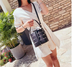 Drawstring Ground Bucket Shoulder Bag Multi-Function Handbag
