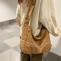 100% Cotton Teenager Casual Roomy School Book Hobo Handbag Female Eco-friendly