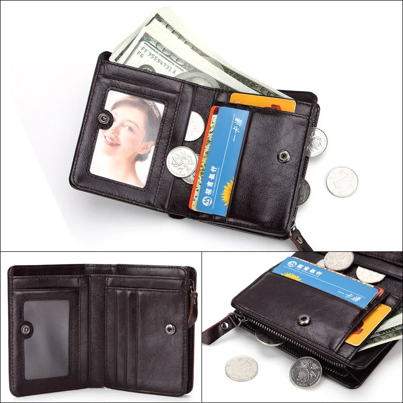 Cow Leather Short Wallet Business Men's Wallets High Quality