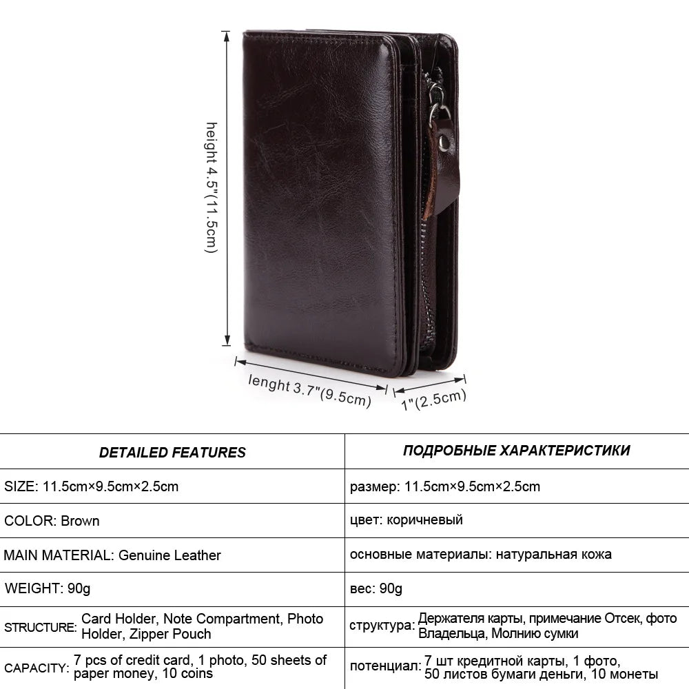 Cow Leather Short Wallet Business Men's Wallets High Quality