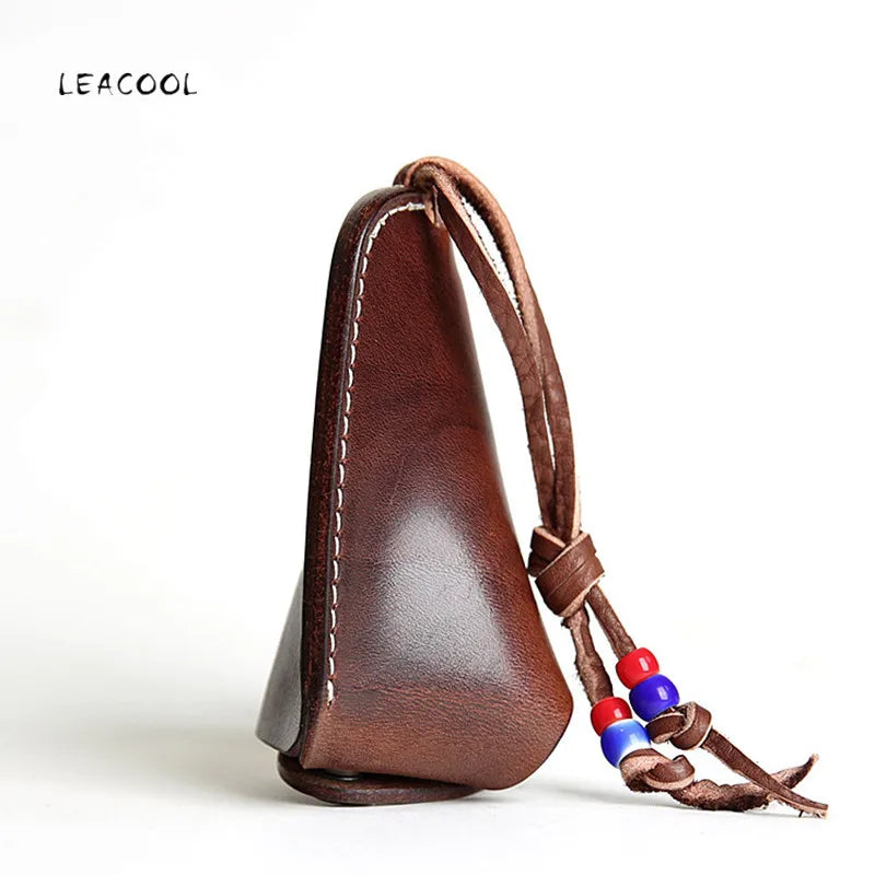 Leather Key Wallet Pouch Men Car Key Case Holder
