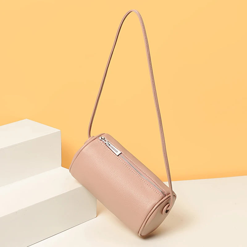 Leather Round Crossbody Bag Women Mini Shoulder Bags