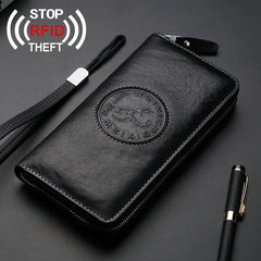 RFID Anti-theft Leather Men's Wallet Clutch Bag