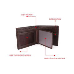 Leather Men Wallet Bifold Casual Solid with Coin Pocket Purse MRF66