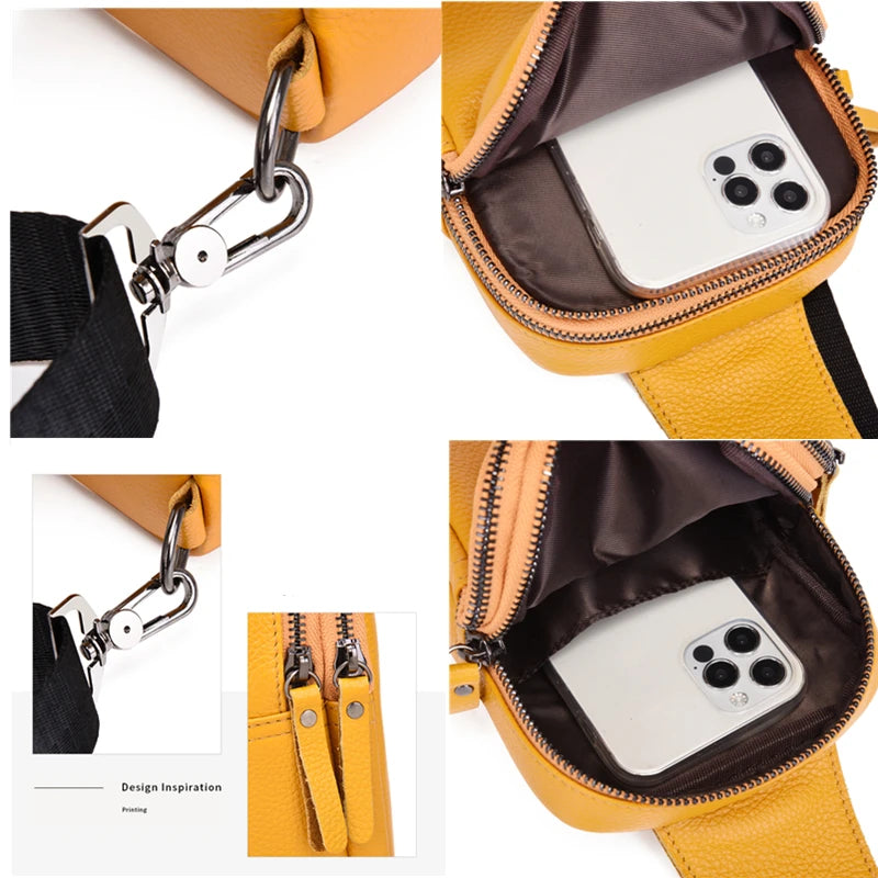 Women Chest Bag High Soft Cowhide Female Shoulder Handbag