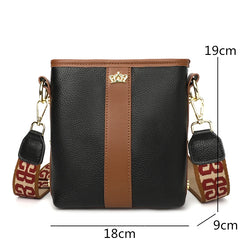 Leather Women Handbag High Shoulder Bag Small Bucket Bag