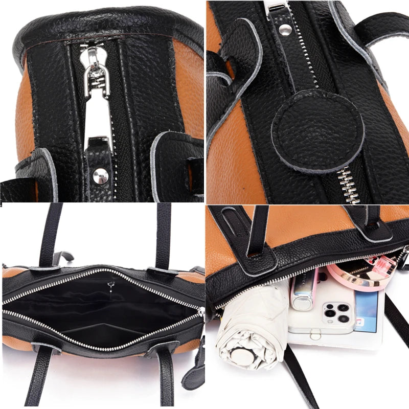 100% Leather Women Handbags Large Shoulder Bags Soft Cowhide Female Messenger