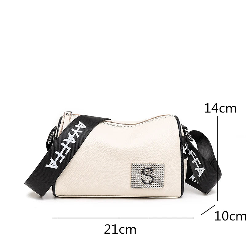 High Soft Leather Women Handbags Cowhide Female Shoulder Bag