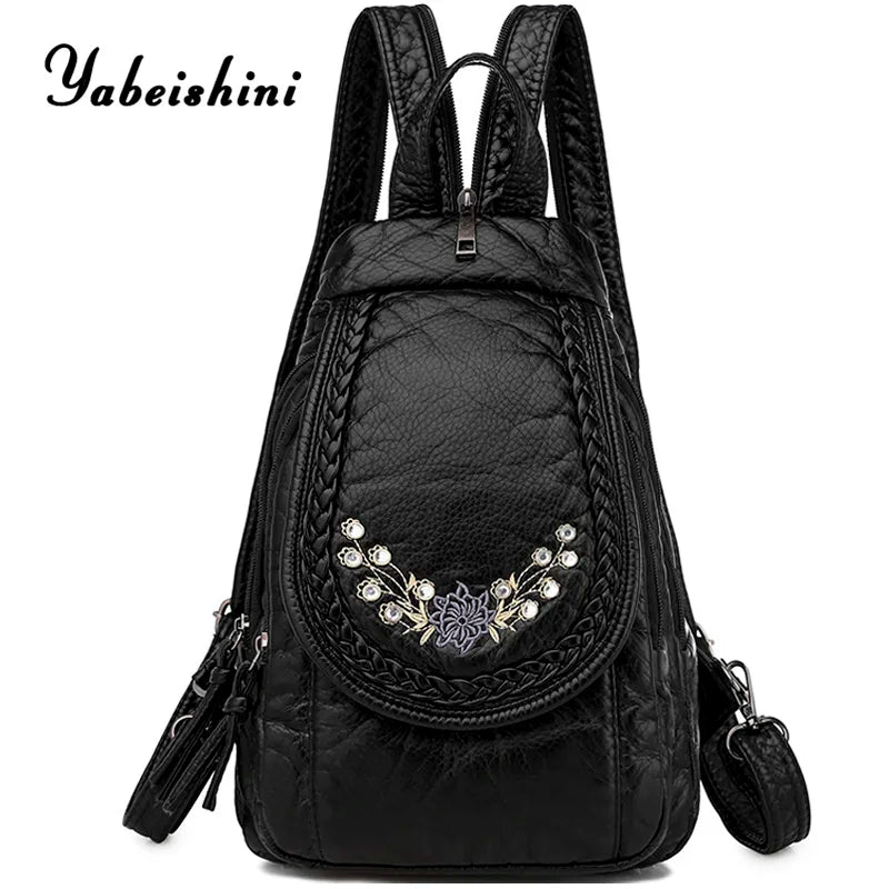 Sheepskin Travel Backpack Women Leather Mochila Feminina