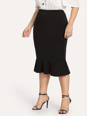 Solid High Rise Slim Fit Mermaid Skirt