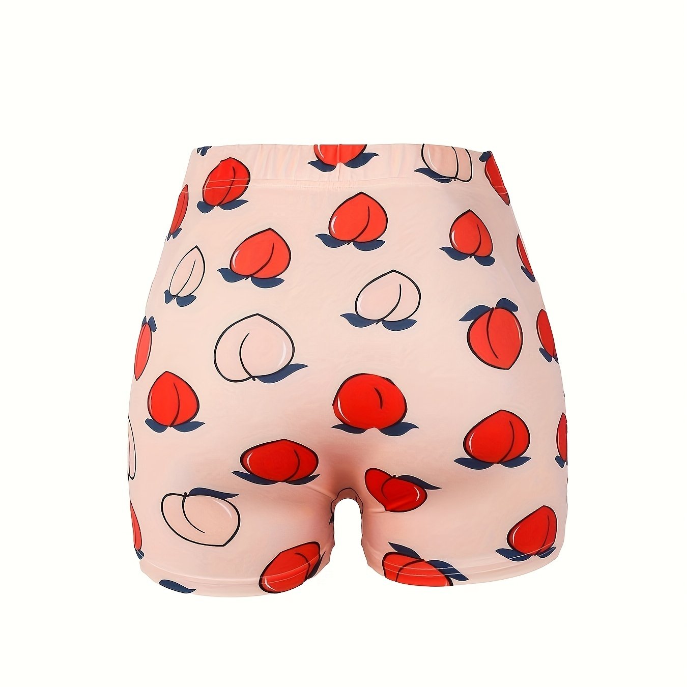  Peach Print High Rise Skinny Shorts