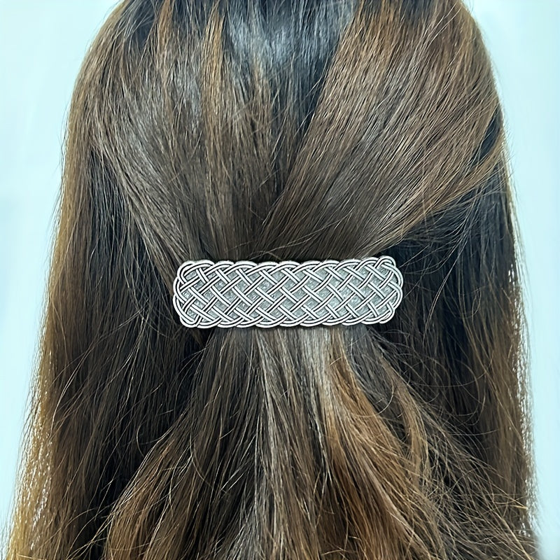 Vintage Silvery Hair Clip Viking Style Barrette Back Head Hair Clip