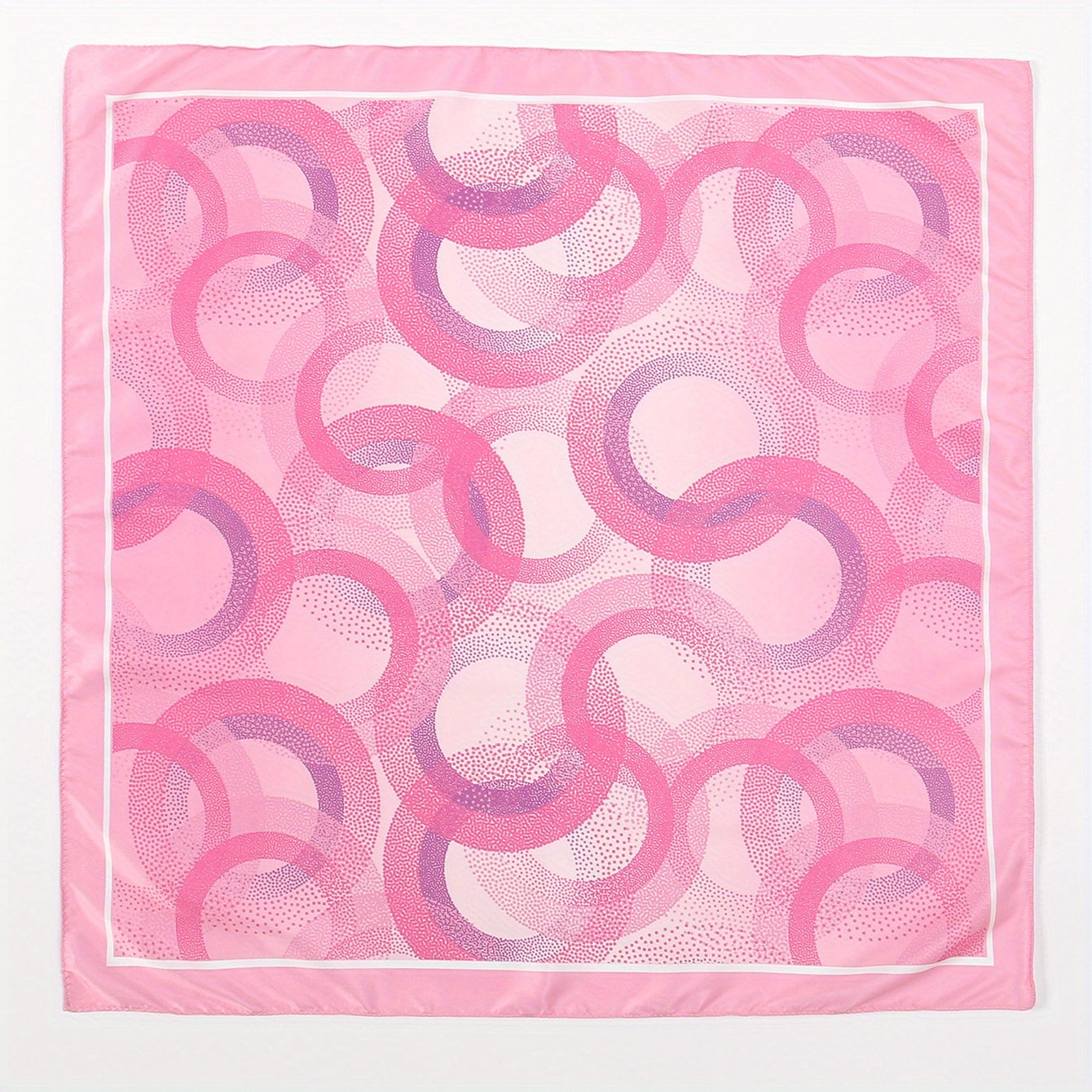Pink Circles Print Bandana Casual Square Scarf Women Head Wrap Hair Accessories