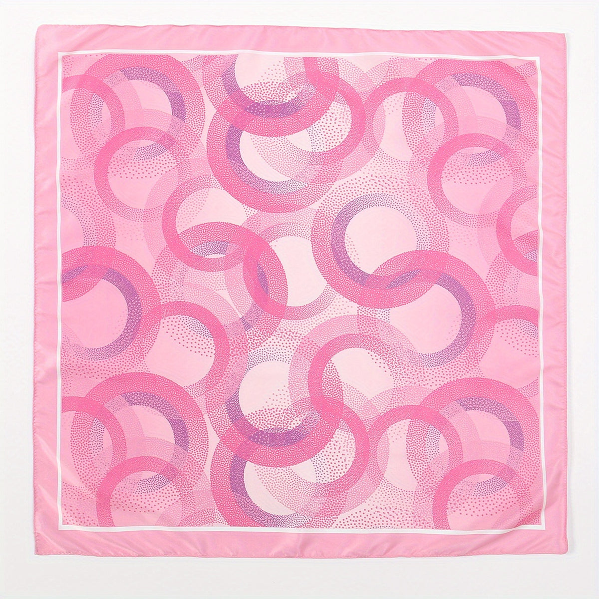 Pink Circles Print Bandana Casual Square Scarf Women Head Wrap Hair Accessories