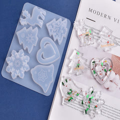 Christmas Pendant Silicone Mold Set Snowflake Elk Reindeer Keychain DIY